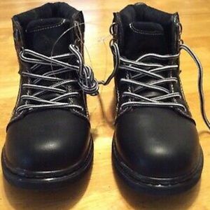 New UNIONBAY Black Faux Leather Work BOOTS Kids 2